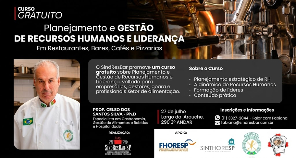 SindResBar-SP promove curso gratuito sobre Planejamento e Gestão de Recursos Humanos e Liderança para o setor de alimentação